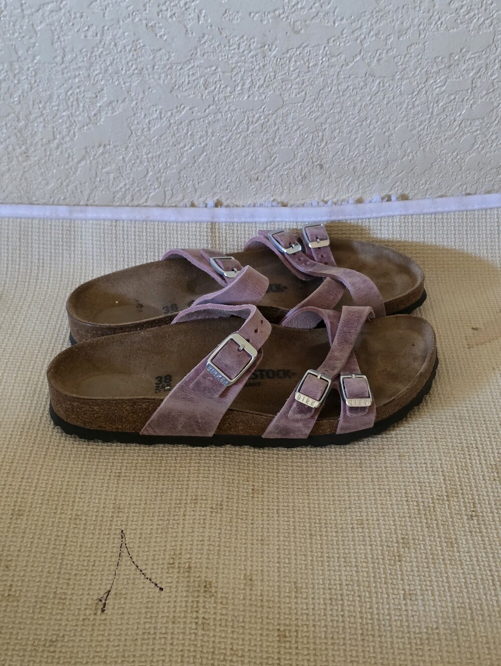 Birkenstock Suede Triple-Strap Sandals in Dusty Pink Size 38